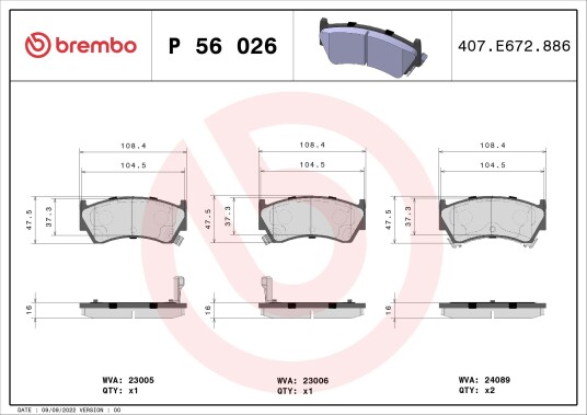 Bremseklosser BREMBO P 56 026