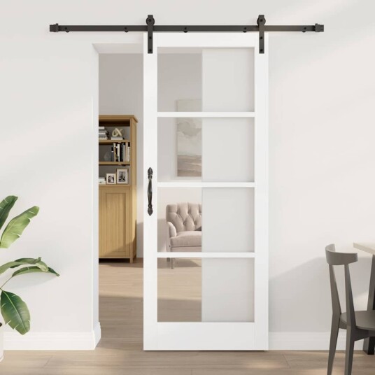 vidaXL Skyvedør med Tilbehørssett 'ORKDAL'Hvit Solid Tre & Glass