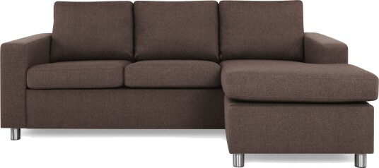 Crazy 3 seters Vendbar L formet Sjeselongsofa i Stoff Brun