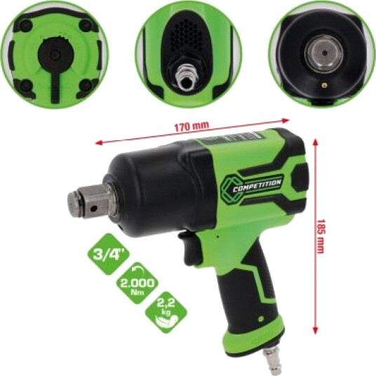 Ks Tools 512.0035 3/4 Competition Pneumatisk Slagtrekker Med Høy Ytelse, 2000 Nm 512.0035 Slagskruer Med Trykluft