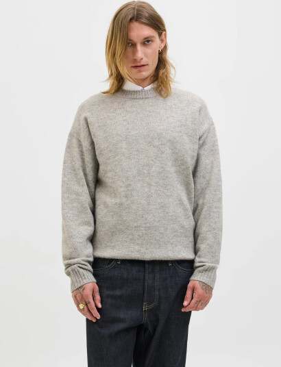 Jack & Jones Jjesoho Ollie Knit Crew Neck Sn - Grey - S