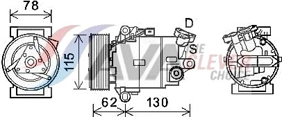 AVA COOLING SYSTEMS DNAK386 AC-kompressor