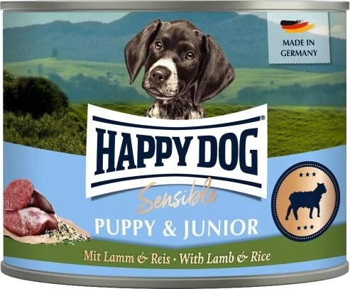 Happy Dog Puppy Sensible & Junior Våtfôr Og Ris Lam 200 G