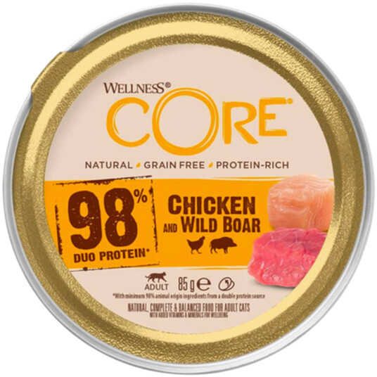 CORE Petfood Kattemat 98 % Kylling/Vildsvinpaté 85 g - Våtfor 12 stk.