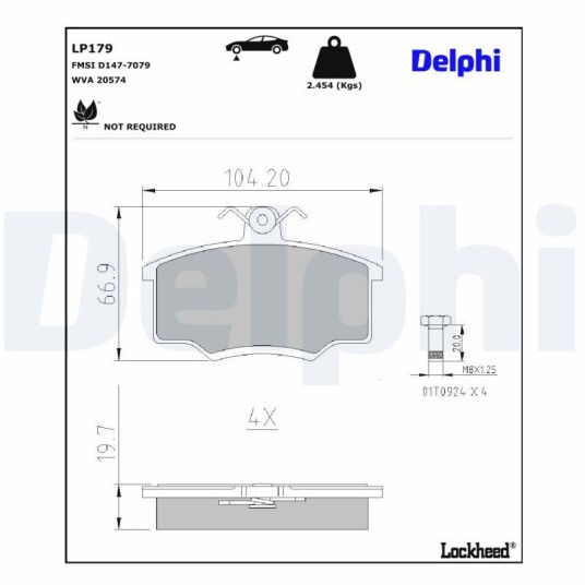 Bremseklosser DELPHI LP179