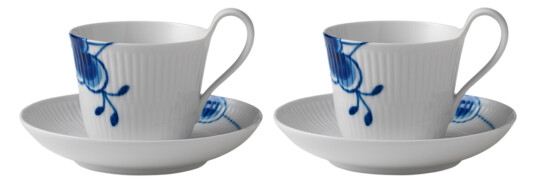 Royal Copenhagen Blå Mega Riflet kaffekopp med skål 25 cl 2-pk