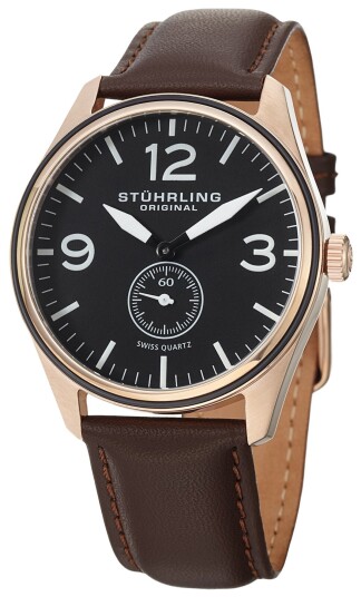 Stührling Original Herreklokke 931.03 Aviator Sort/Lær Ø42 mm Stührling Original Herreklokke 931.03 Aviator Sort/Lær Ø42 mm