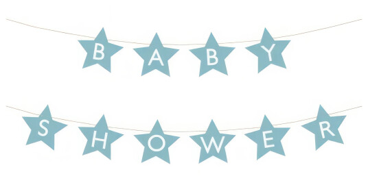 PartyDeco Girlander Babyshower Stjerner Blå