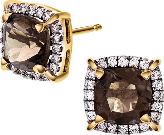 Pan Jewelry Siena diamantøredobber i 585 gult gull 0,20 ct med røykkvarts Pan Jewelry Siena diamantøredobber i 585 gult gull 0,20 ct med røykkvarts