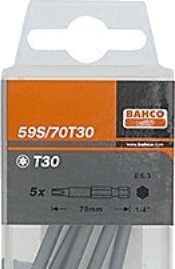 Bahco Bits Tx30 70Mm - 59S/70T30 Industribits, 5 Stk I Boks