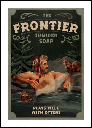 Frontier Man With Otters Plakat / 40x50
