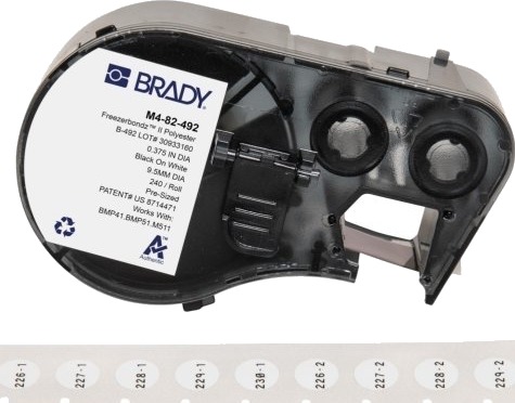 Brady M4 82 492 Sort Hvit Selvklebende Skriveretikett Polyester Trermisk Overføring Akryl Permanent