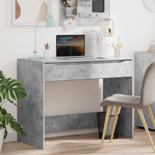 vidaXL Skrivebord med skuff BetongGrå 100 x 50 x 78 cm Konstruert tre