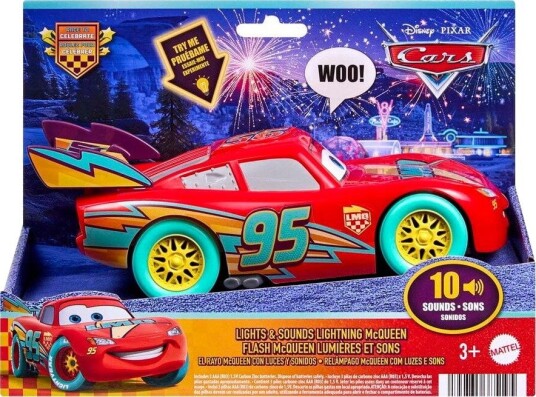 Biler Disney And Pixar Cars Race To Celebrate Lights & Sounds Lightning Mcqueen Vehicle Red ONE SIZE