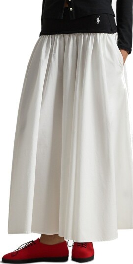 Ralph Lauren Woven a line skirt L hvit dame