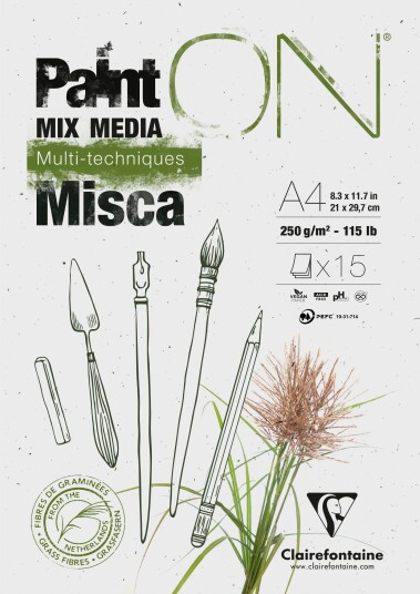 Paint On Blok Misca A4 250Gram 15 Ark Hvidt Papir Indeholder Græs Fibre Multi Teknik Papir Toplimet
