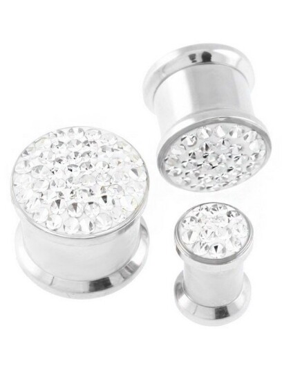 Aab Piercing Plugg Dekorert med Klare Stener Strl 12 mm Aab Piercing Plugg Dekorert med Klare Stener Strl 12 mm