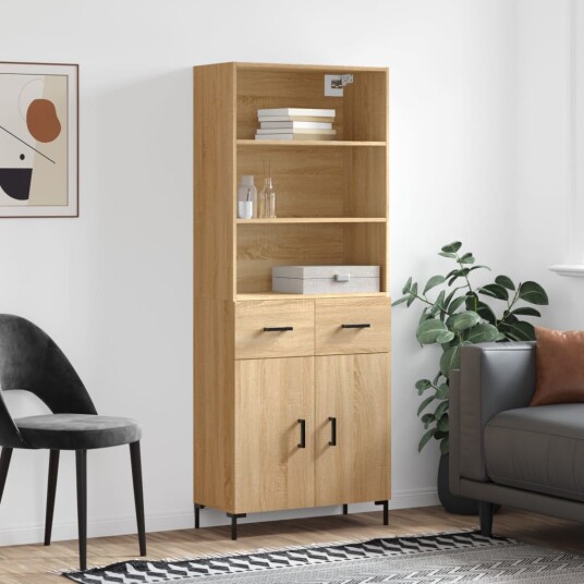 vidaXL Highboard sonoma eik 69,5x34x180 cm konstruert tre 8720845499389