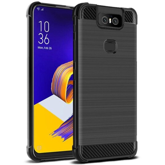 IMAK Asus Zenfone 6 (ZS630KL) IMAK Carbon Fiber Plastik Deksel Svart