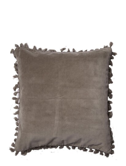 C'est Bon Pudebetræk, Velour/Bomuld M/Frynser Grey C'est Bon GREY 45X45CM