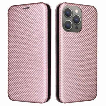 iPhone 15 Pro Max Flip-deksel Karbonfiber Roségull