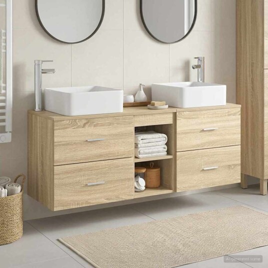 vidaXL Baderomsskapsett 3 stk. Sonoma eik 49,5 x 41 x 63 cm vidaXL Baderomsskapsett 3 stk. Sonoma eik 49,5 x 41 x 63 cm