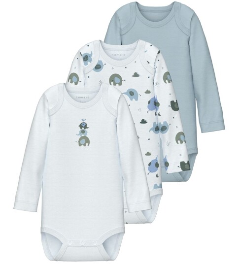 Name It Nbmbody Elephant 3-pack body Baby Blue