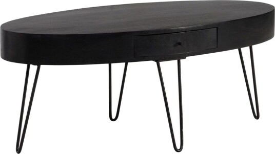 Sofabord Wohnling Solid tre 100 cm oval med skuff i landlig stil -