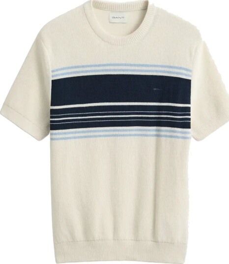 Gant Striped Cotton Rib Ss C Neck Cream XXL