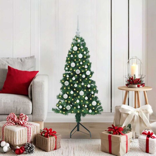 Hjørne Kunstig Jul Tre med 150 LED grønn 120 cm PVC og metall