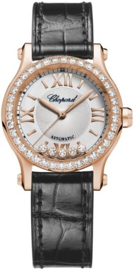 Chopard Dameklokke 274893 5012 Happy Sport Sølvfarget/Lær Ø30 mm