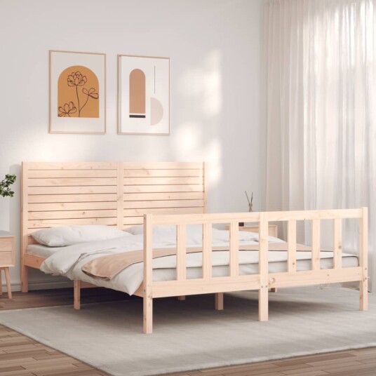 vidaXL Sengeramme med hodegavl 160x200 cm heltre 8720845983864