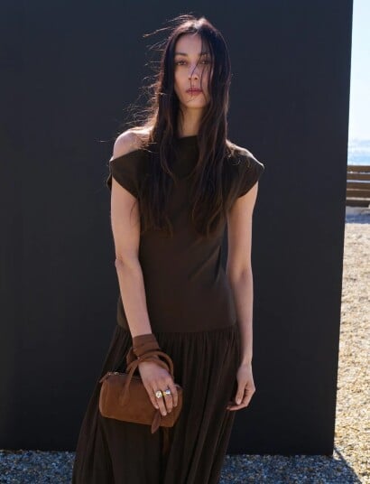 Mango Asymmetrical Combined Dress   Brown   XL