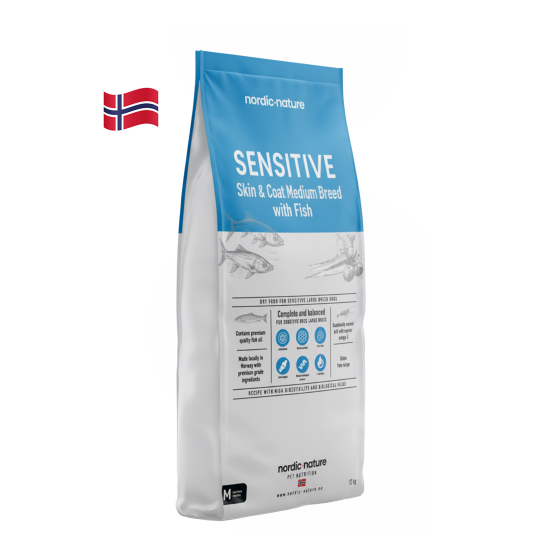 Nordic Nature Sensitive Skin & Coat Hundefôr for Medium Breed med Fisk 12 kg