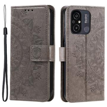 Xiaomi Redmi 12C Mandala Series Lommebok-deksel Grå