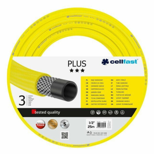 Cellfast Hageslange - 25m, 1" - Gul