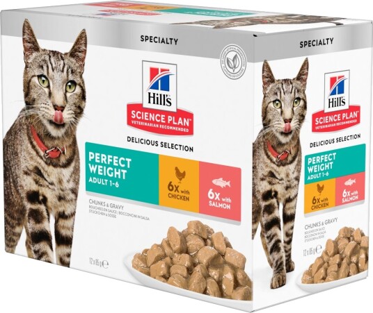 Hill'S Science Plan Våtfôr Science Plan Adult 1 6 Perfect Weight & Laks Kylling 24 X 85 G