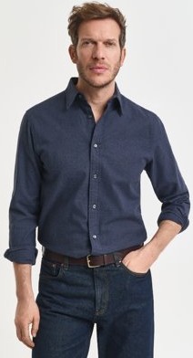 Gant Melert flanellskjorte i regular fit DARK INDIGO MELANGE XXL