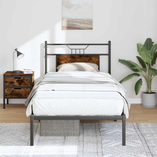 Sengeramme uten madrass røkt eik 90x190 cm konstruert tre 4106735