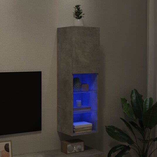 vidaXL TV-benk med LED-lys betonggrå 30,5x30x102 cm 8721012256057 vidaXL TV-benk med LED-lys betonggrå 30,5x30x102 cm 8721012256057