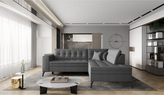 Seksjon Eltap Lanvin 260x210x93 cm   Flores 5 Grå Høyre
