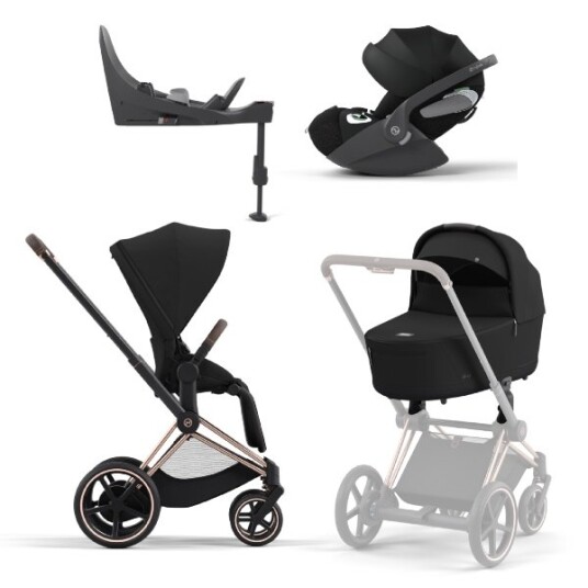 Cybex Barnevogn Platinum Line e-Priam inkl. Cloud T & Base T Sepia Black/Rosegold