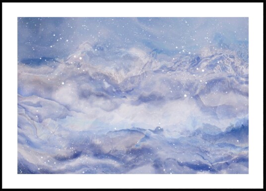 Mountains Under A Starry Sky Plakat / 50x70