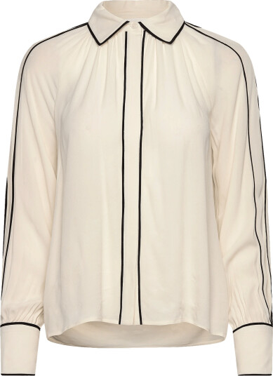 Malina Bea Contrast Edge Chiffon Blouse Cream 34