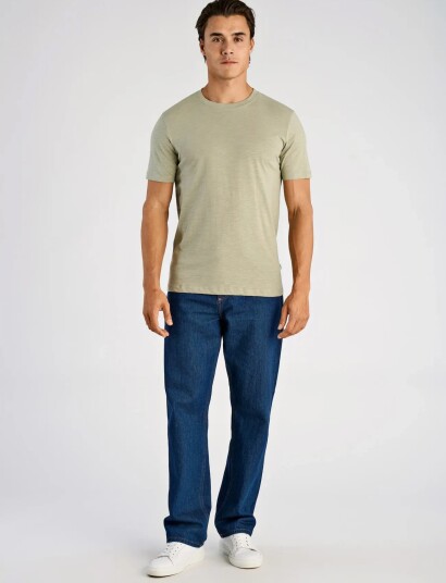 Lindbergh Organic Slub Yarn O Neck Tee S/S Green S