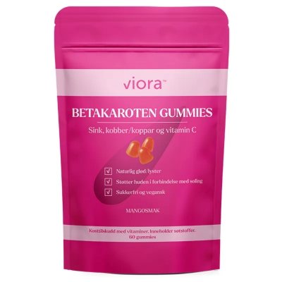 Viora Betakaroten Gummies 60 stk – Hud pigmentering & glød | Kosttilskudd