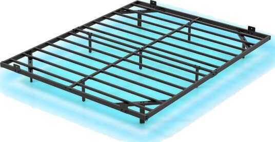 Queen size flytende sengeramme med LED lys – metall 160x200 cm