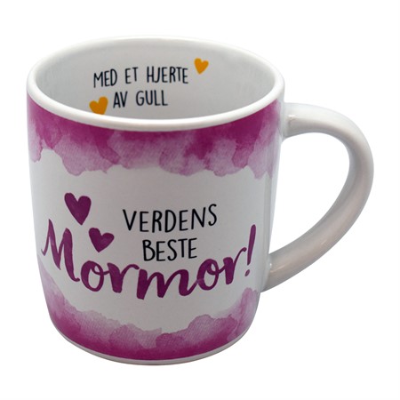 Verdens Beste Mormor Hvitt og Rosa Krus med Tekst Verdens Beste Mormor Hvitt og Rosa Krus med Tekst