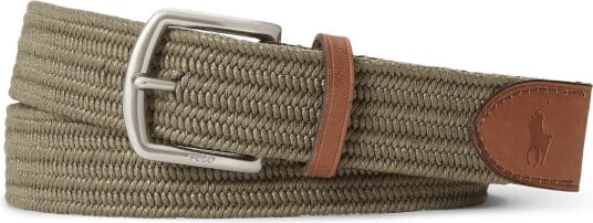 Polo Ralph Lauren Leather-Trim Braided Belt - CANOPY OLIVE - S