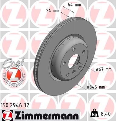 Bremseskive ZIMMERMANN 150.2946.32 Bremseskive ZIMMERMANN 150.2946.32